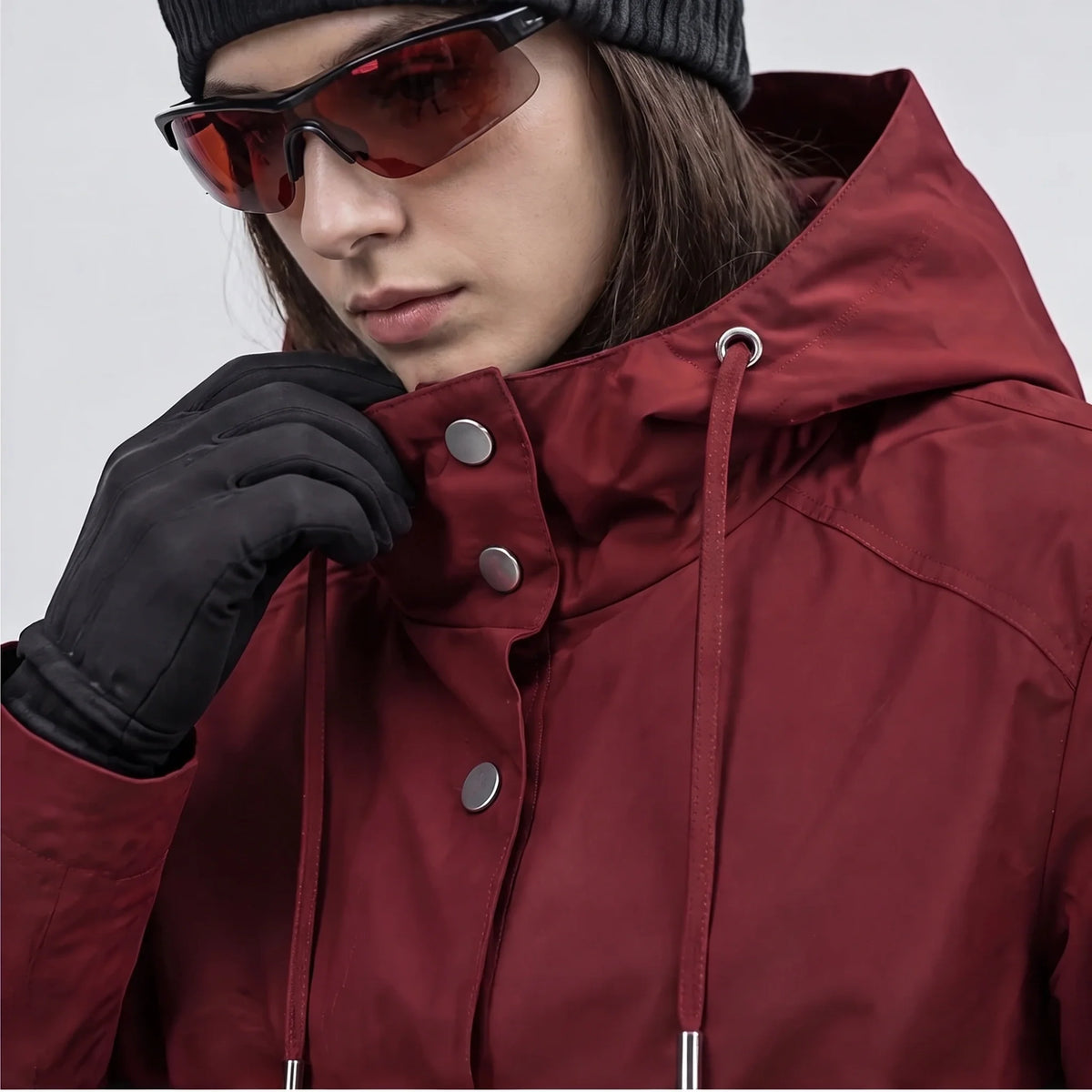 Bight - Womens Waterproof Relaxed Fit Rain Jacket - Burgundy