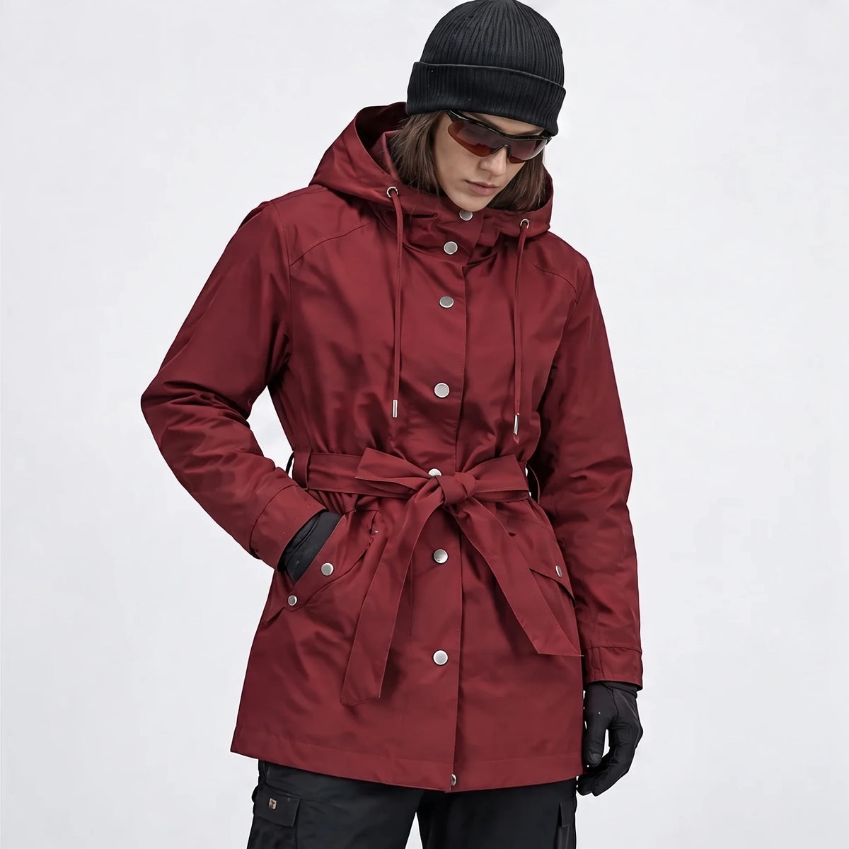 Bight - Womens Waterproof Relaxed Fit Rain Jacket - Burgundy