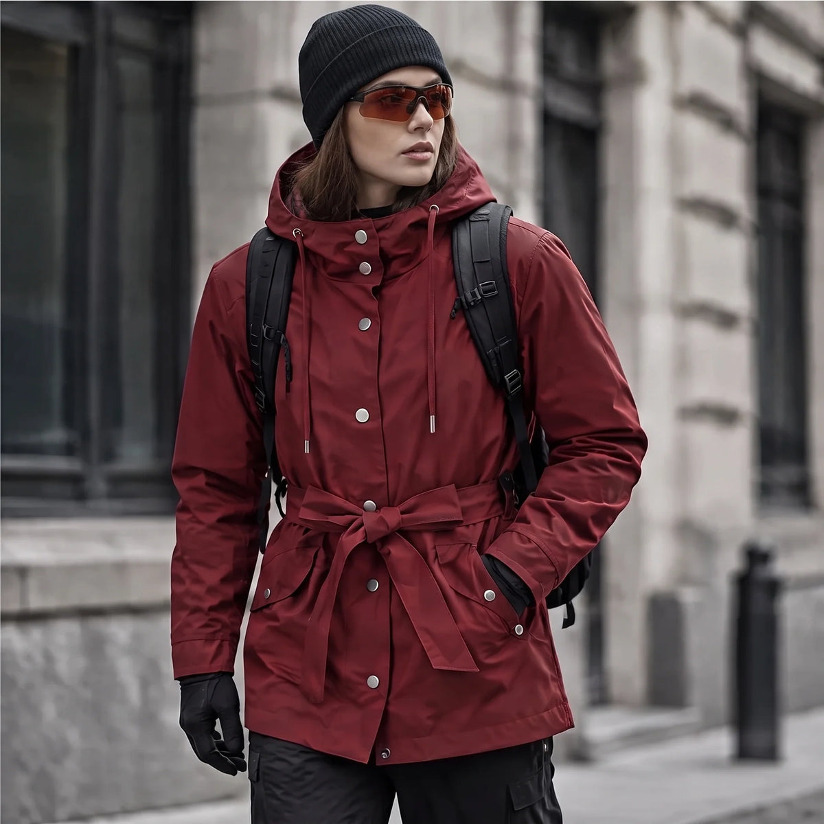 Bight - Womens Waterproof Relaxed Fit Rain Jacket - Burgundy