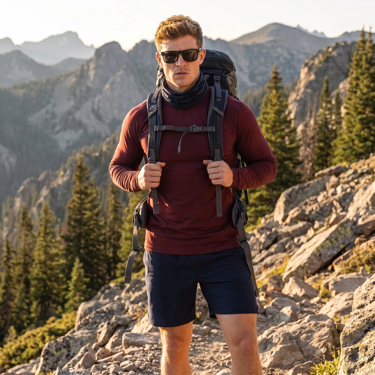 Ness - Mens Lightweight Quick-Dry Pullover Running Vest - Burgundy