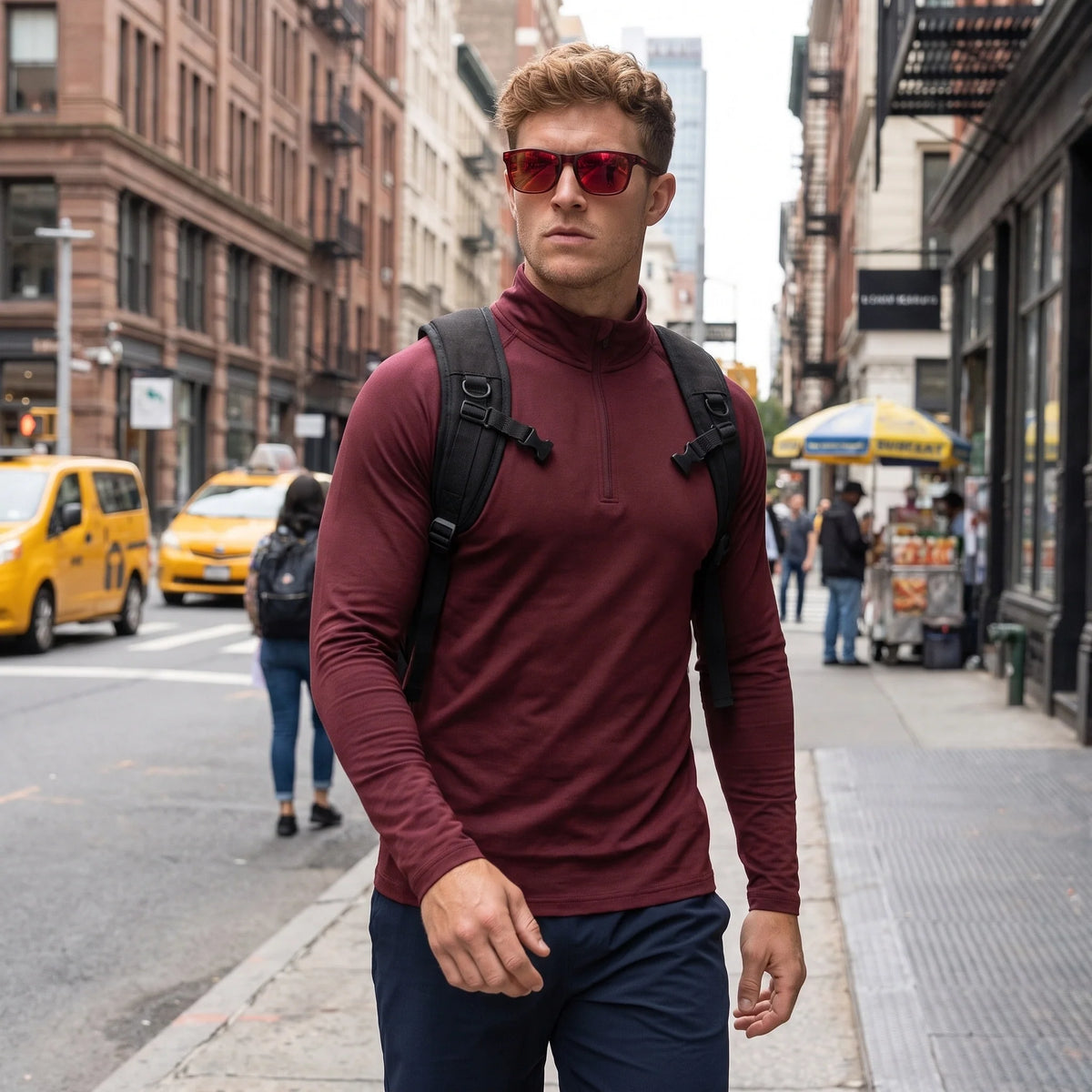 Ness - Mens Lightweight Quick-Dry Pullover Running Vest - Burgundy
