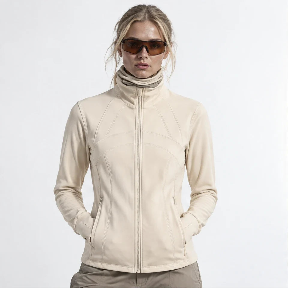Stell - Womens Quick-Dry Thermal Thumbhole Fleece Jacket - Apricot