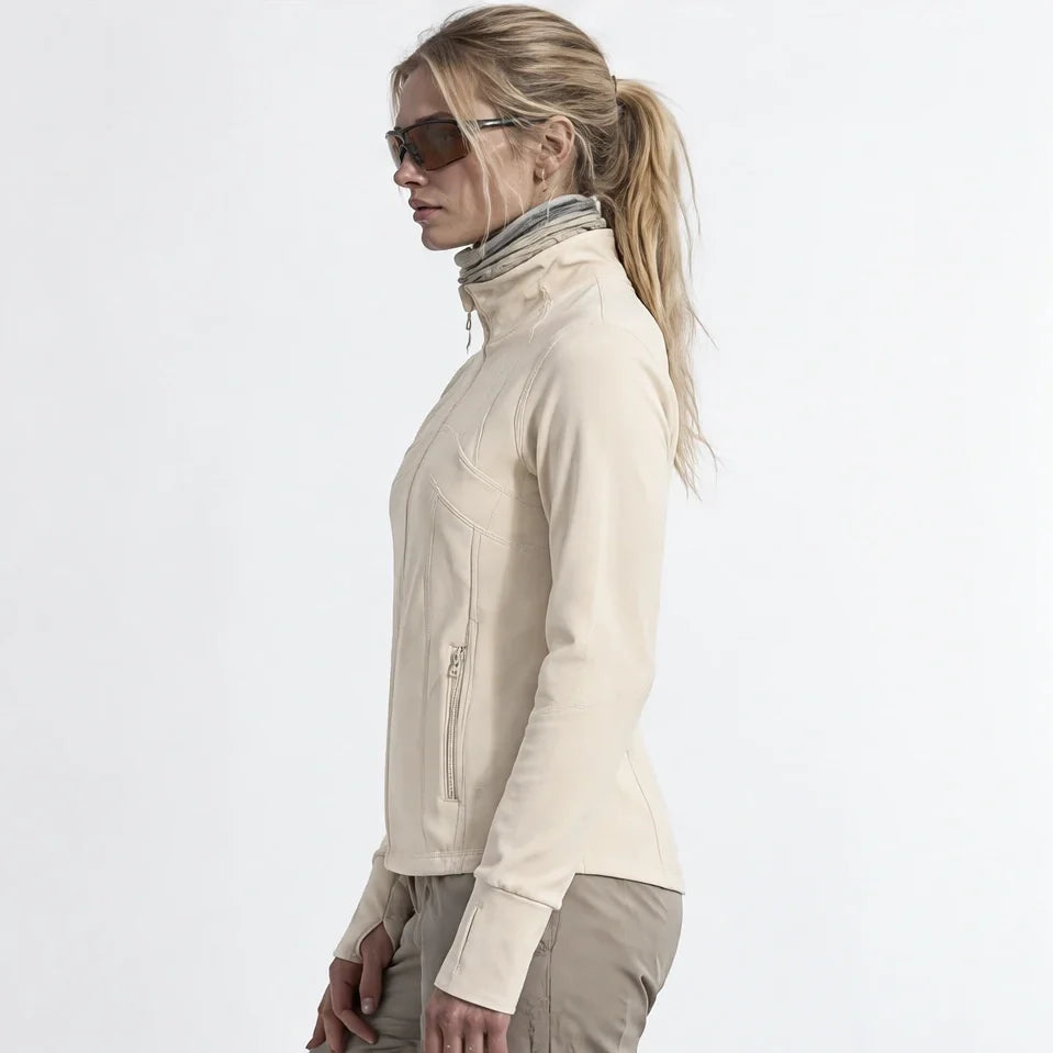 Stell - Womens Quick-Dry Thermal Thumbhole Fleece Jacket - Apricot