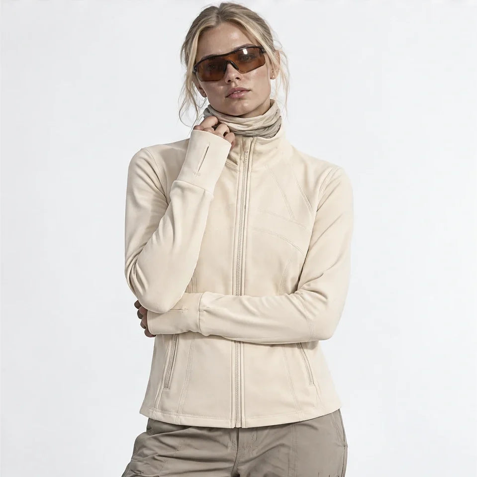 Stell - Womens Quick-Dry Thermal Thumbhole Fleece Jacket - Apricot