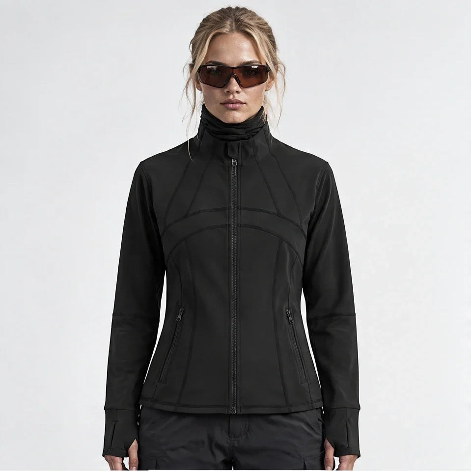 Stell - Womens Quick-Dry Thermal Thumbhole Fleece Jacket - Black