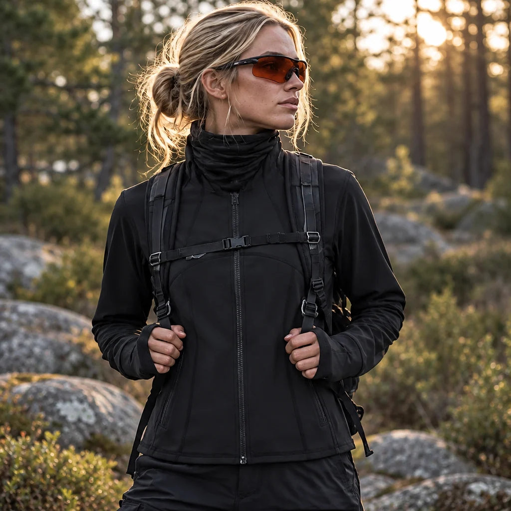 Stell - Womens Quick-Dry Thermal Thumbhole Fleece Jacket - Black