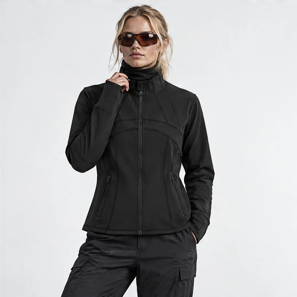 Stell - Womens Quick-Dry Thermal Thumbhole Fleece Jacket - Black