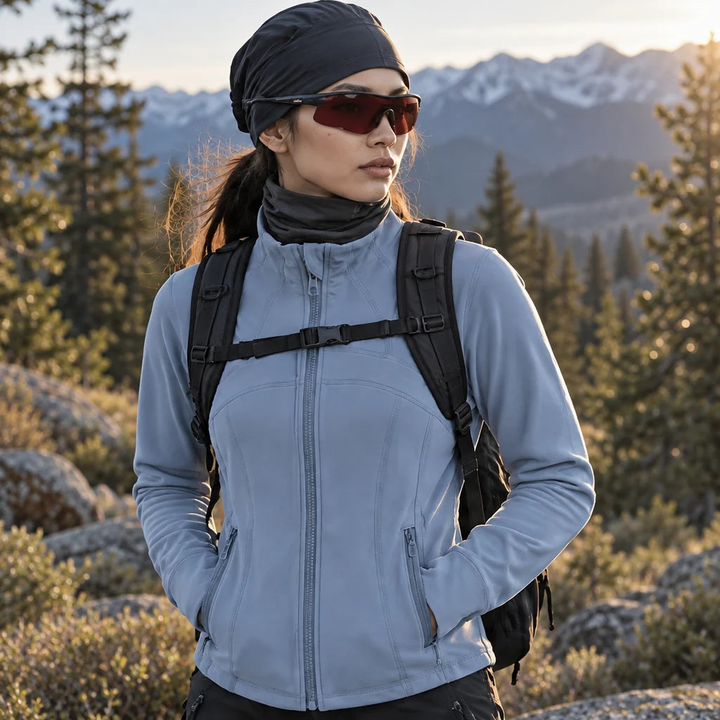 Stell - Womens Quick-Dry Thermal Thumbhole Fleece Jacket - Blue