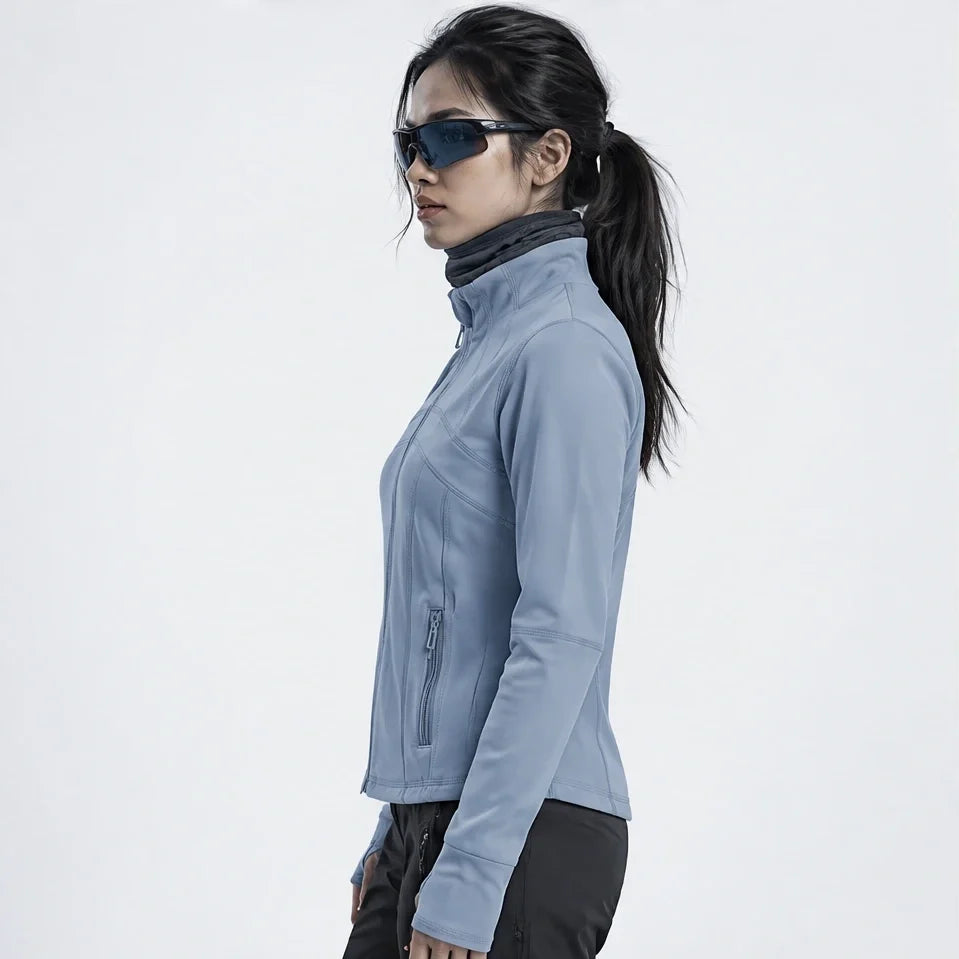 Stell - Womens Quick-Dry Thermal Thumbhole Fleece Jacket - Blue