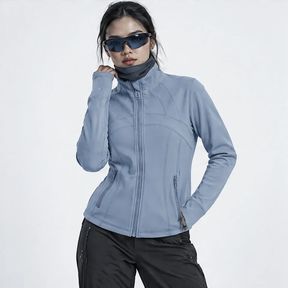 Stell - Womens Quick-Dry Thermal Thumbhole Fleece Jacket - Blue