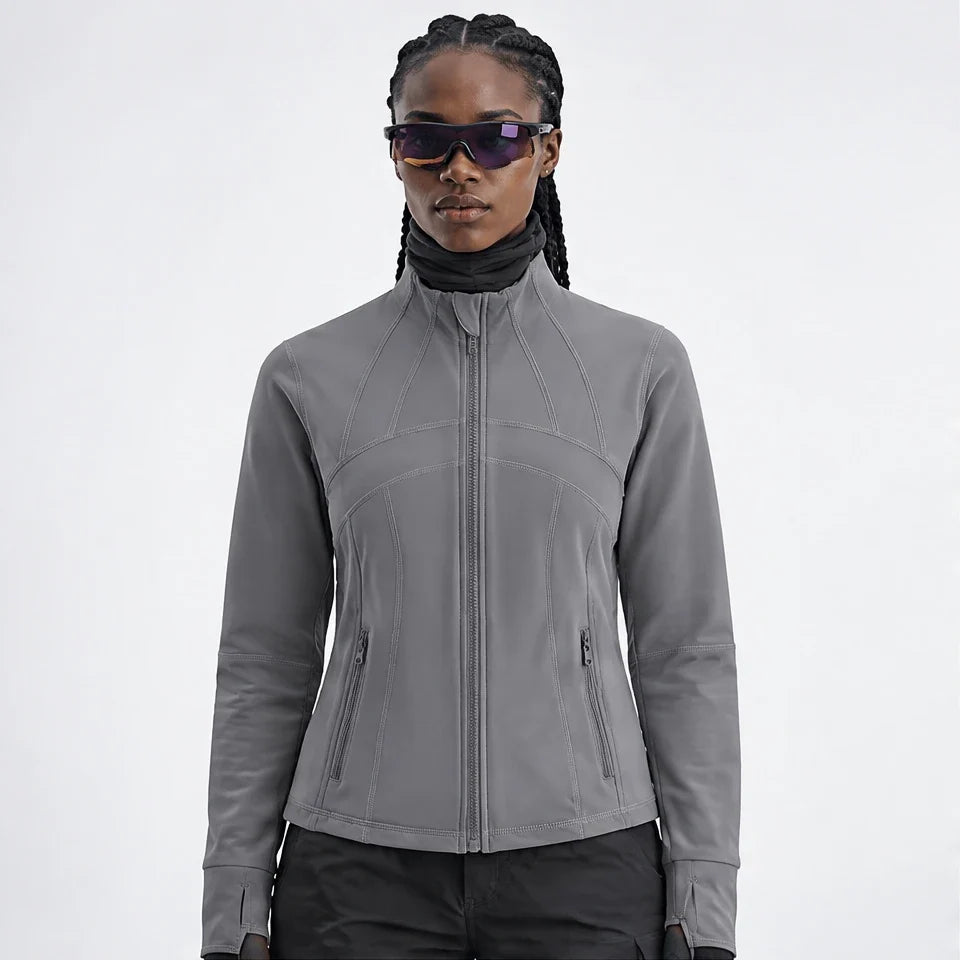 Stell - Womens Quick-Dry Thermal Thumbhole Fleece Jacket - Grey