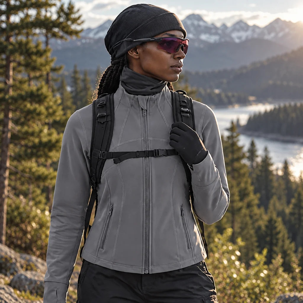 Stell - Womens Quick-Dry Thermal Thumbhole Fleece Jacket - Grey