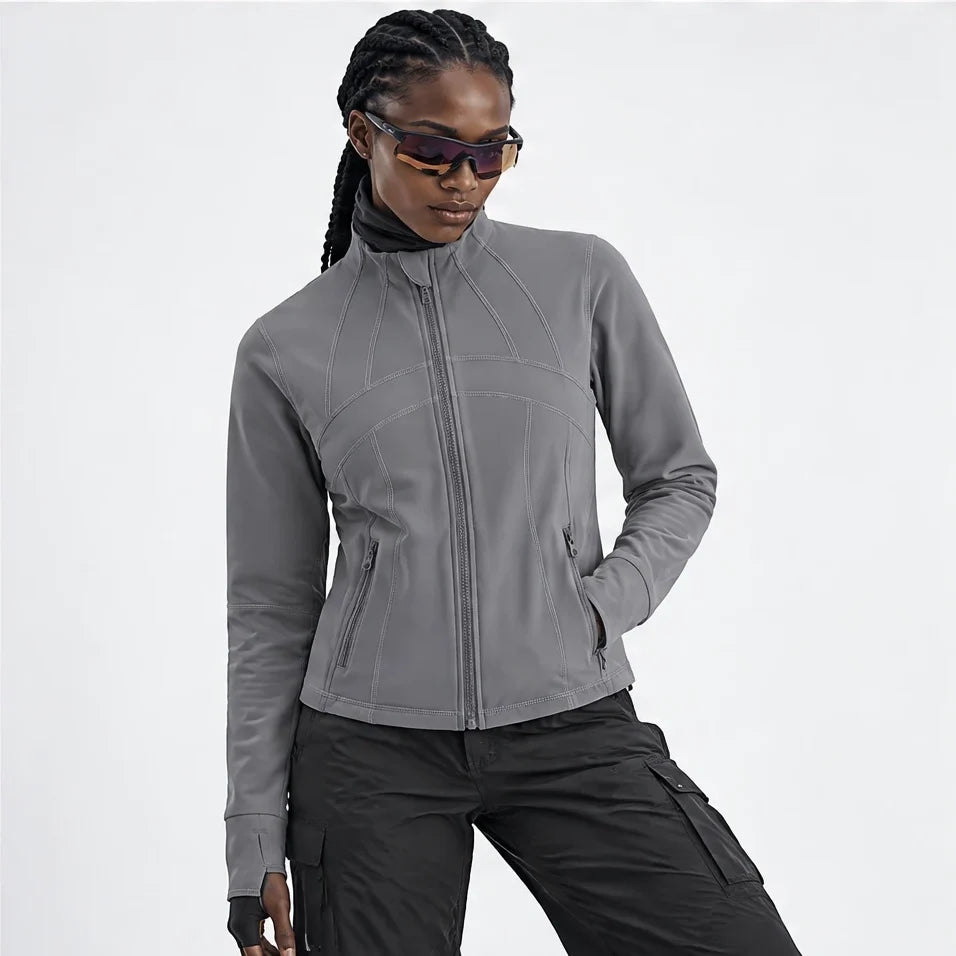 Stell - Womens Quick-Dry Thermal Thumbhole Fleece Jacket - Grey