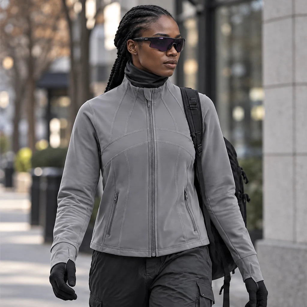 Stell - Womens Quick-Dry Thermal Thumbhole Fleece Jacket - Grey