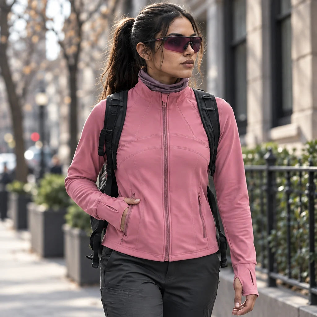 Stell - Womens Quick-Dry Thermal Thumbhole Fleece Jacket - Pink