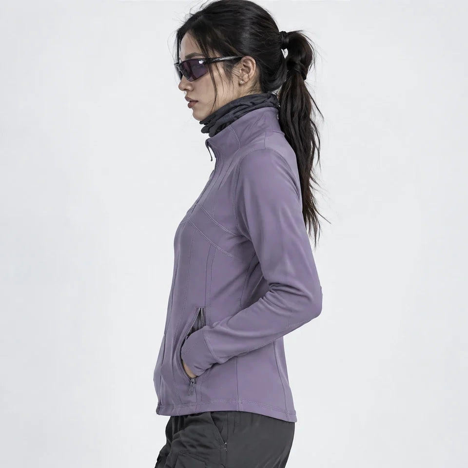 Stell - Womens Quick-Dry Thermal Thumbhole Fleece Jacket - Purple