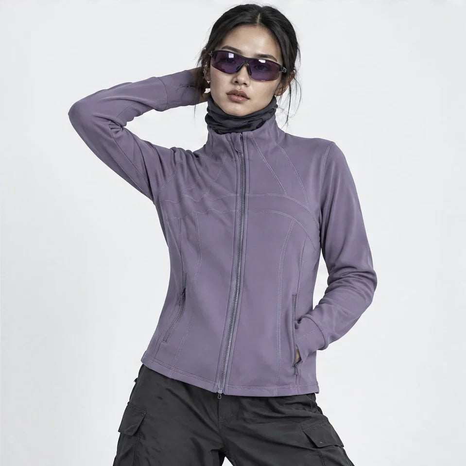Stell - Womens Quick-Dry Thermal Thumbhole Fleece Jacket - Purple