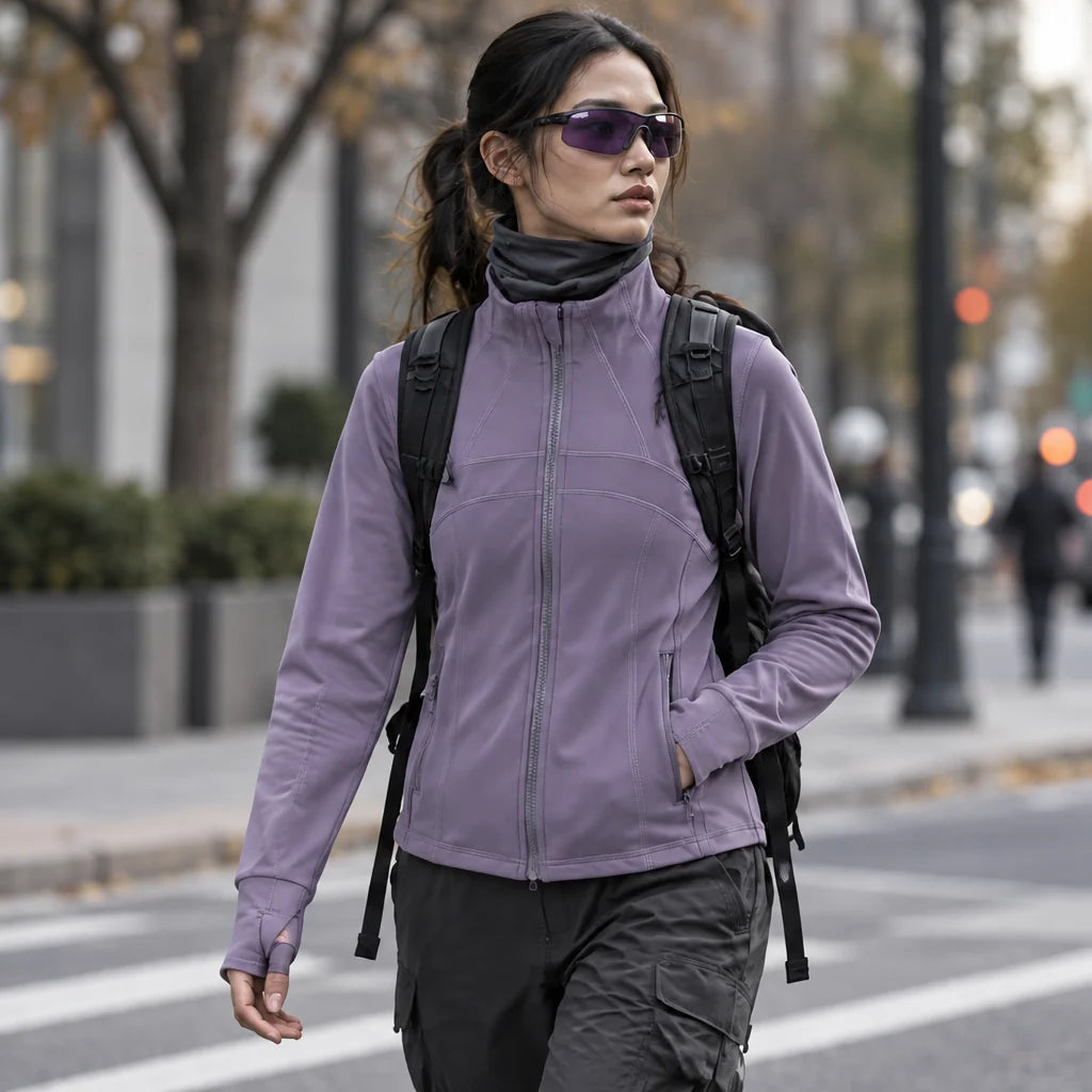 Stell - Womens Quick-Dry Thermal Thumbhole Fleece Jacket - Purple
