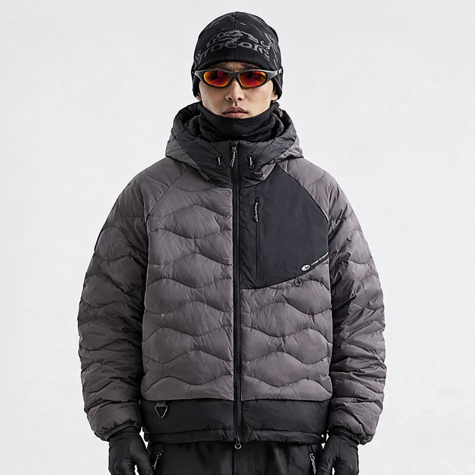 Grue - Unisex 90% White Duck Down Hooded Puffer Jacket - Black