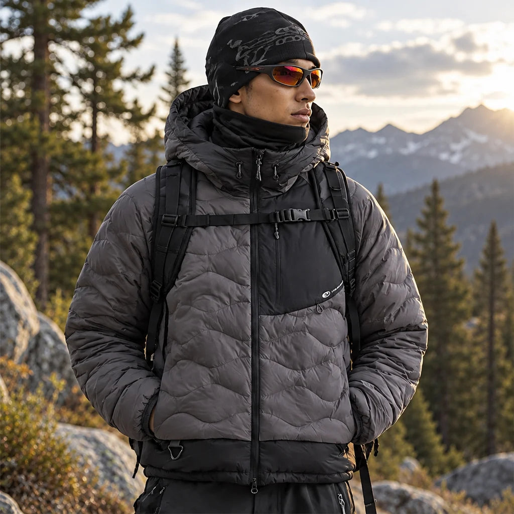 Grue - Unisex 90% White Duck Down Hooded Puffer Jacket - Black