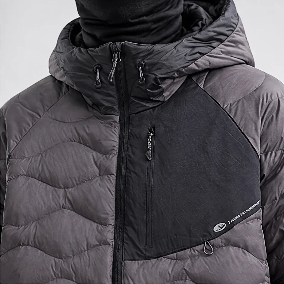 Grue - Unisex 90% White Duck Down Hooded Puffer Jacket - Black