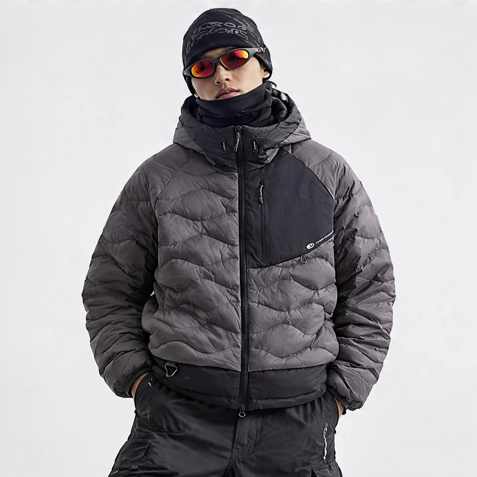 Grue - Unisex 90% White Duck Down Hooded Puffer Jacket - Black