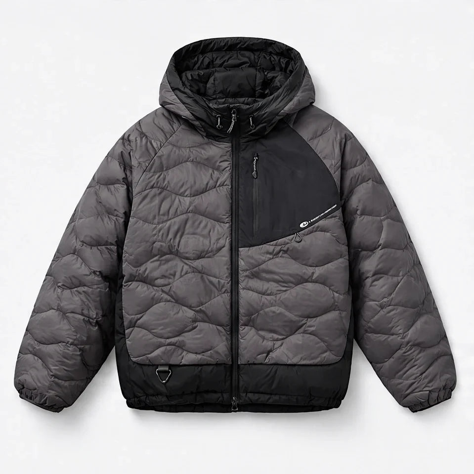 Grue - Unisex 90% White Duck Down Hooded Puffer Jacket - Black