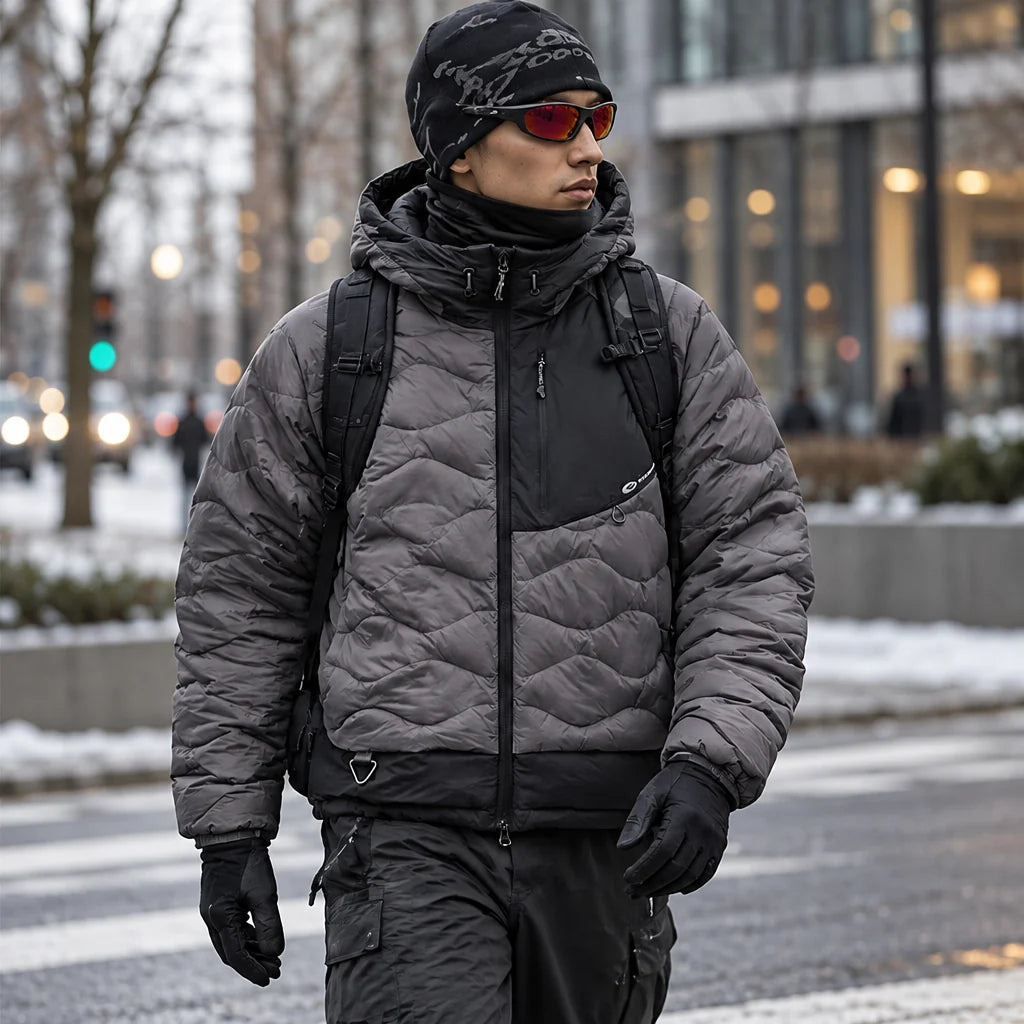 Grue - Unisex 90% White Duck Down Hooded Puffer Jacket - Black