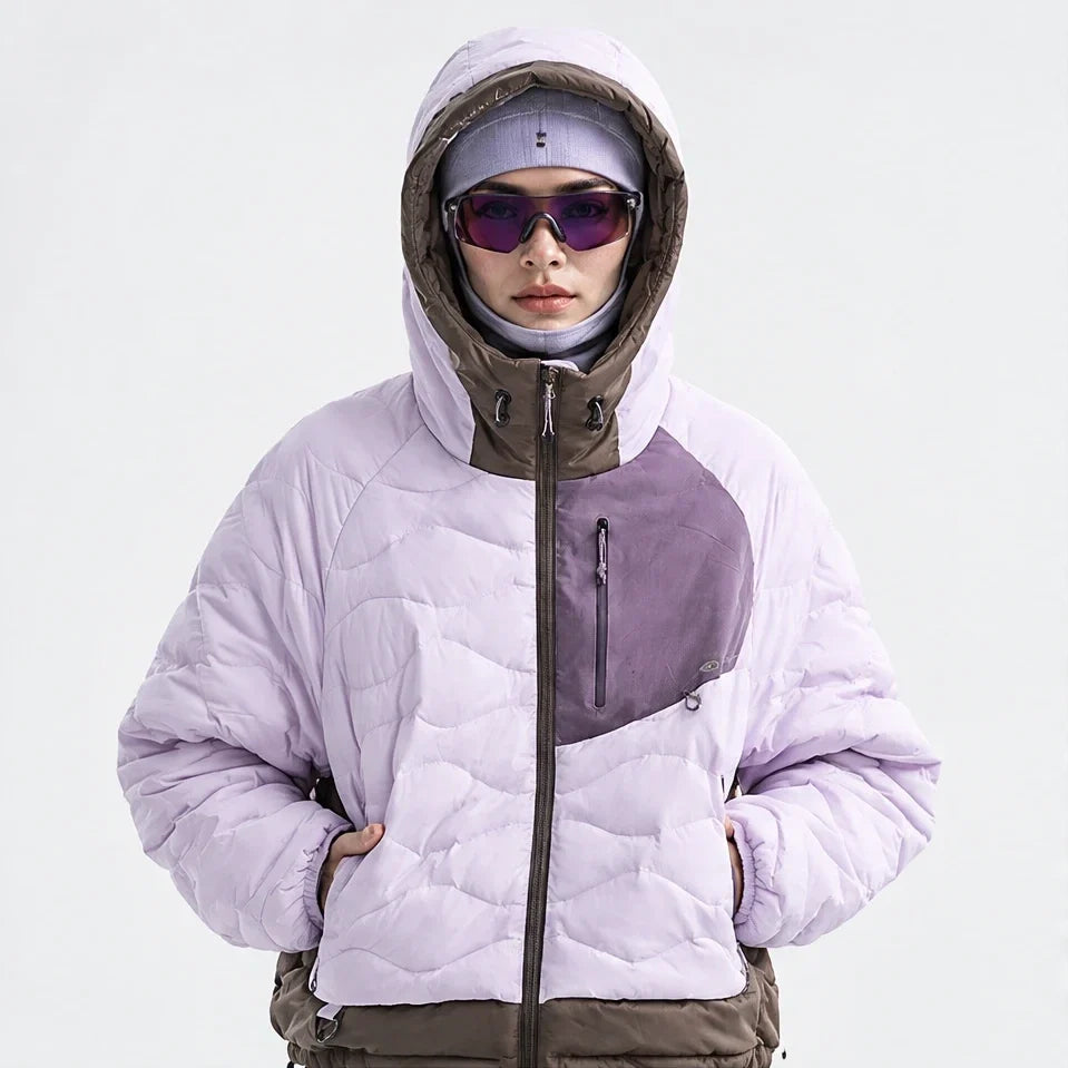 Grue - Unisex 90% White Duck Down Hooded Puffer Jacket - Purple Pink
