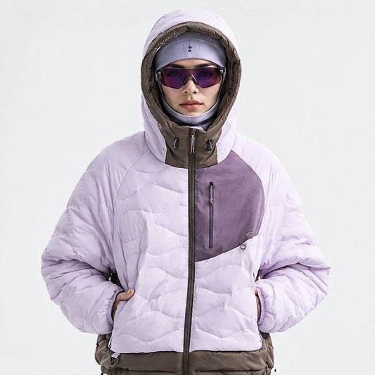 Grue - Unisex 90% White Duck Down Hooded Puffer Jacket - Purple Pink