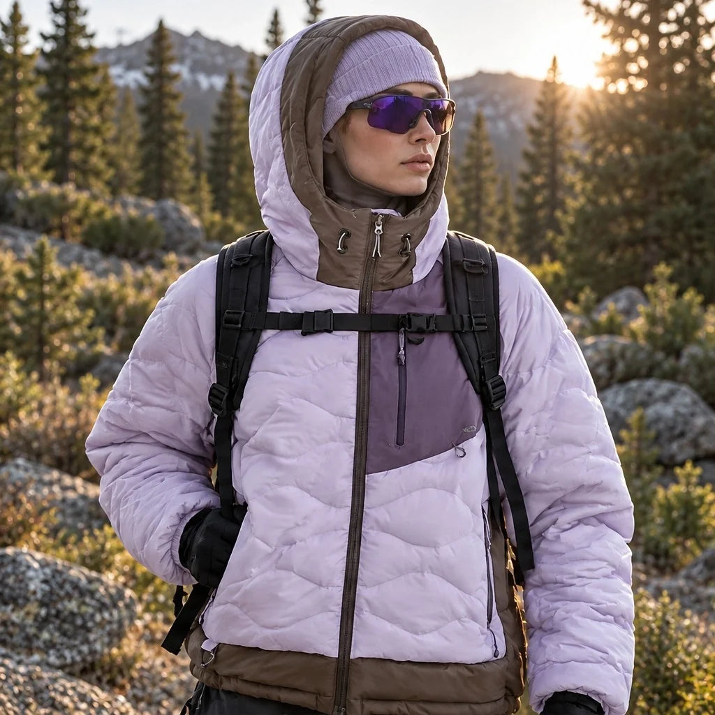 Grue - Unisex 90% White Duck Down Hooded Puffer Jacket - Purple Pink