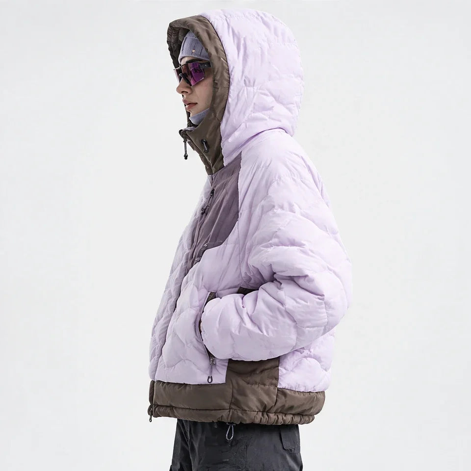 Grue - Unisex 90% White Duck Down Hooded Puffer Jacket - Purple Pink