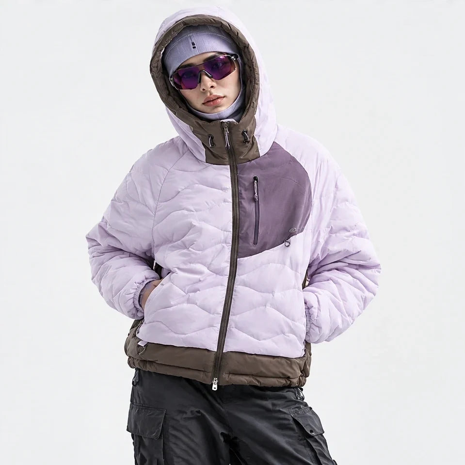 Grue - Unisex 90% White Duck Down Hooded Puffer Jacket - Purple Pink