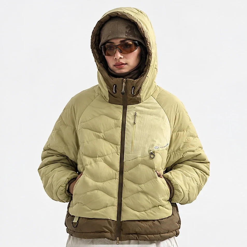 Grue - Unisex 90% White Duck Down Hooded Puffer Jacket - Yellow Green
