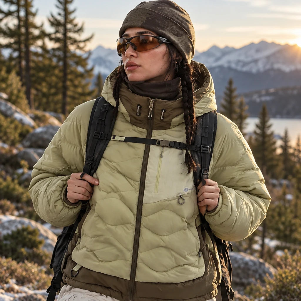 Grue - Unisex 90% White Duck Down Hooded Puffer Jacket - Yellow Green
