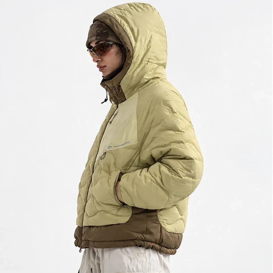 Grue - Unisex 90% White Duck Down Hooded Puffer Jacket - Yellow Green