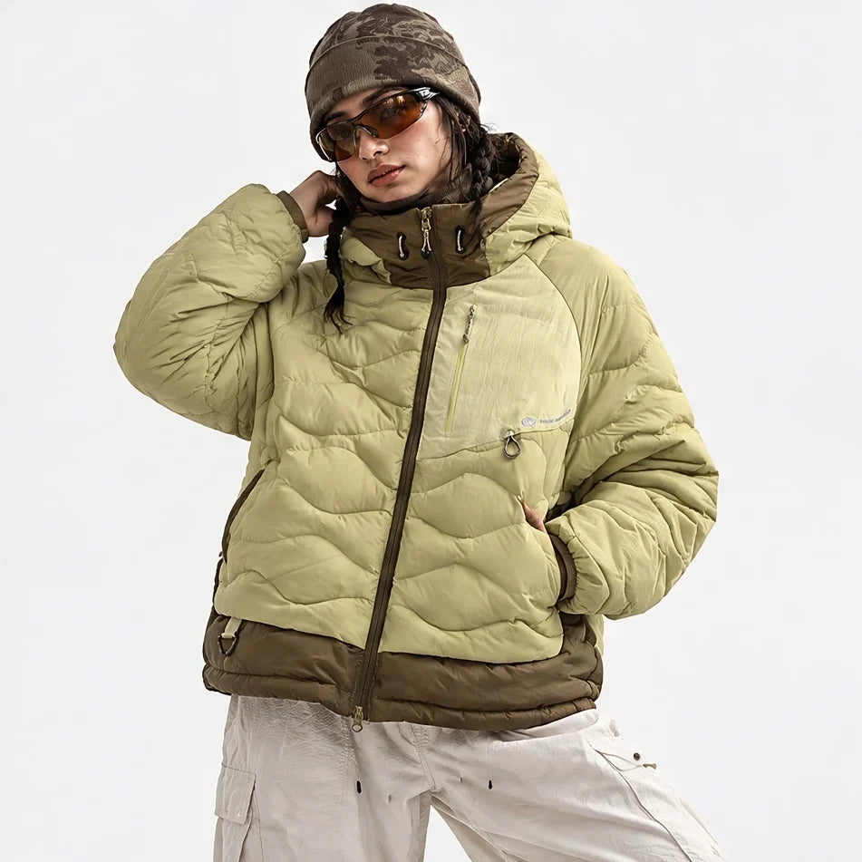 Grue - Unisex 90% White Duck Down Hooded Puffer Jacket - Yellow Green