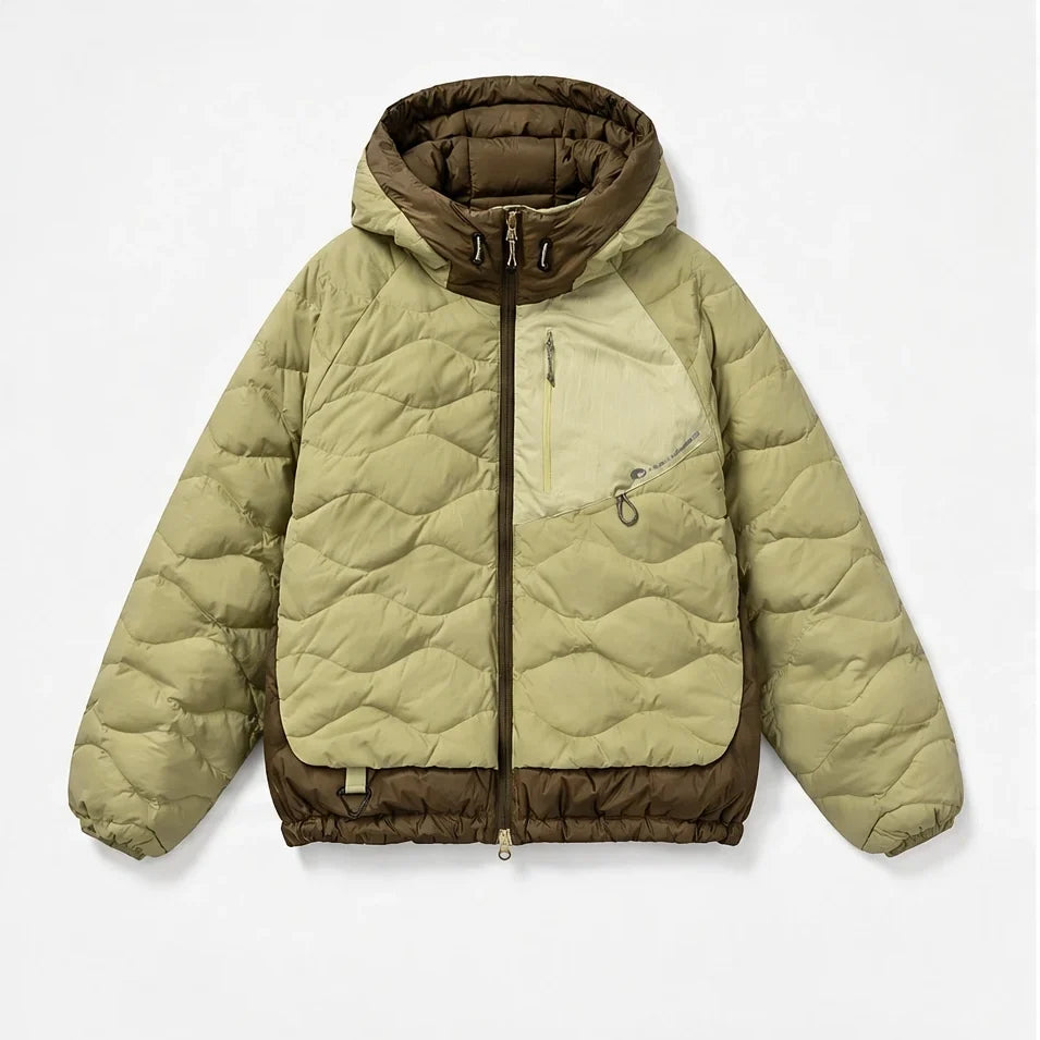 Grue - Unisex 90% White Duck Down Hooded Puffer Jacket - Yellow Green