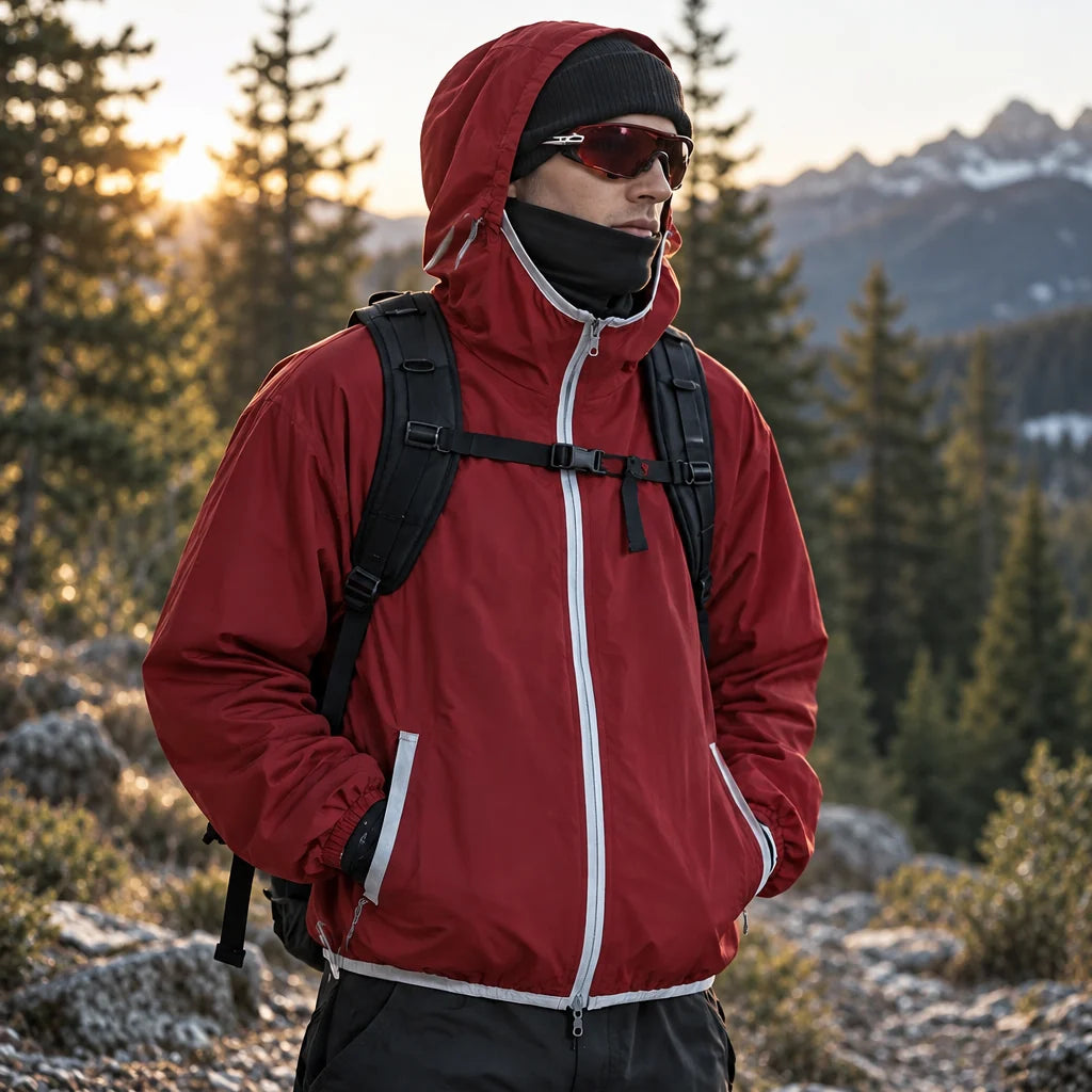 Nip - Unisex Water-Repellent & Windproof Hooded Lightweight Jacket - Burgundy