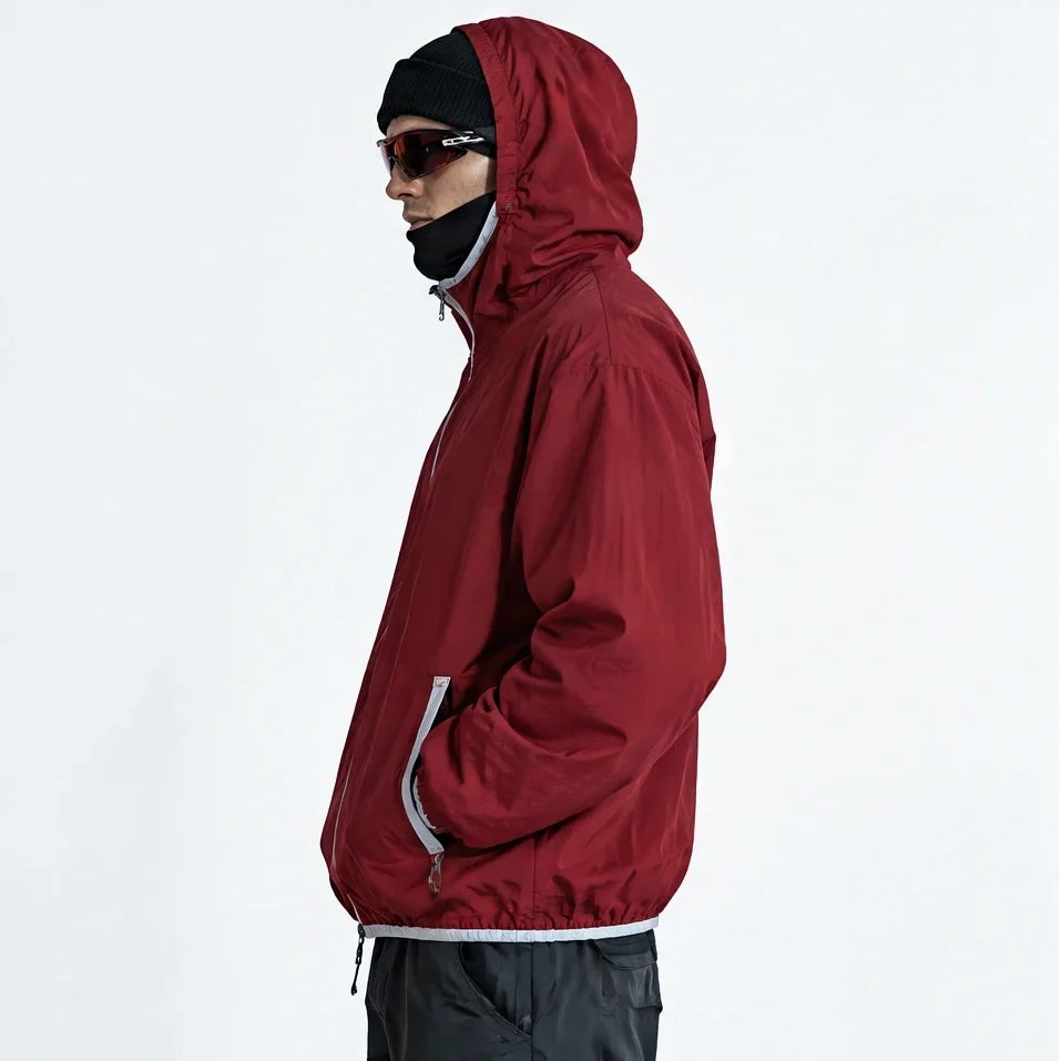 Nip - Unisex Water-Repellent & Windproof Hooded Lightweight Jacket - Burgundy