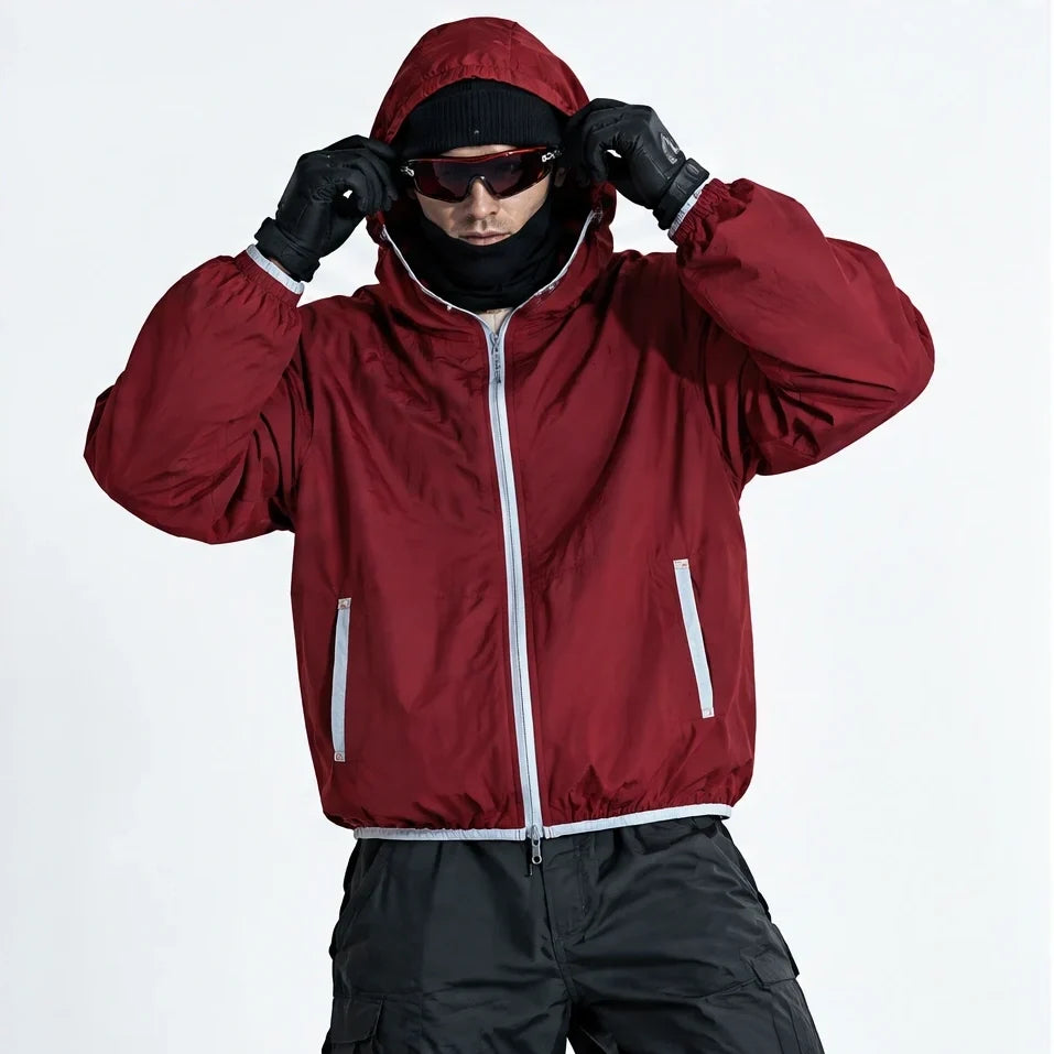 Nip - Unisex Water-Repellent & Windproof Hooded Lightweight Jacket - Burgundy