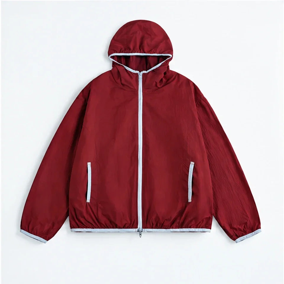 Nip - Unisex Water-Repellent & Windproof Hooded Lightweight Jacket - Burgundy