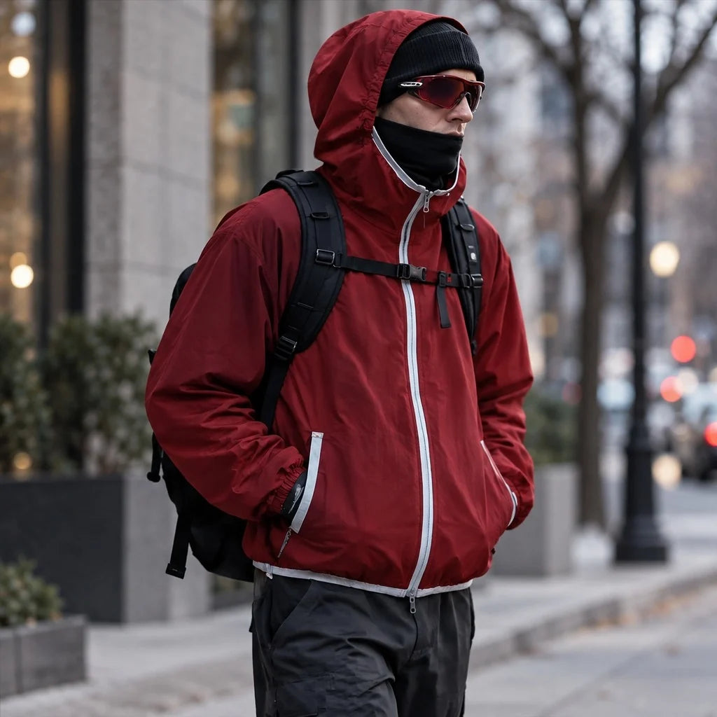 Nip - Unisex Water-Repellent & Windproof Hooded Lightweight Jacket - Burgundy