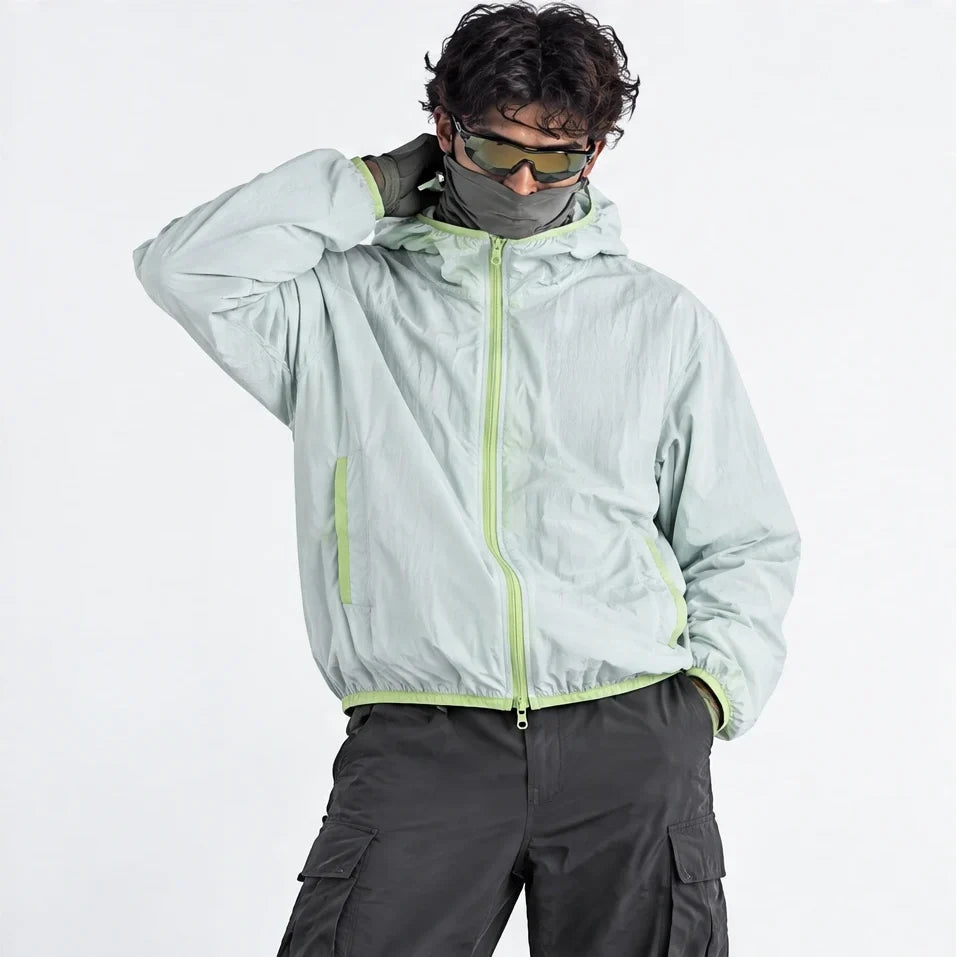 Nip - Unisex Water-Repellent & Windproof Hooded Lightweight Jacket - Light Blue