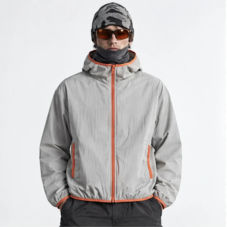 Nip - Unisex Water-Repellent & Windproof Hooded Lightweight Jacket - Light Grey