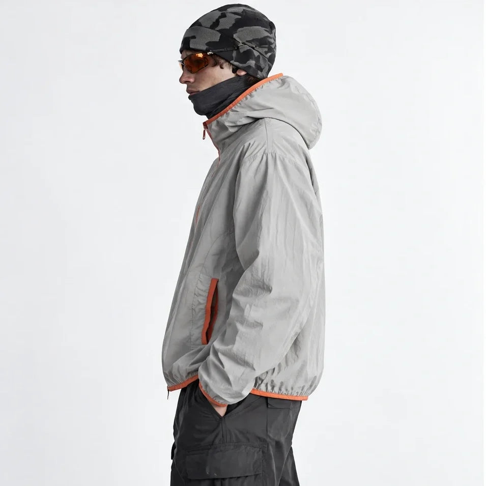 Nip - Unisex Water-Repellent & Windproof Hooded Lightweight Jacket - Light Grey