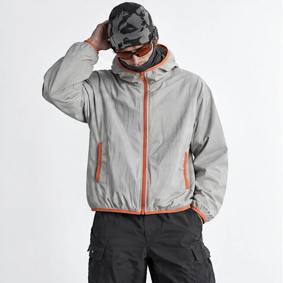 Nip - Unisex Water-Repellent & Windproof Hooded Lightweight Jacket - Light Grey