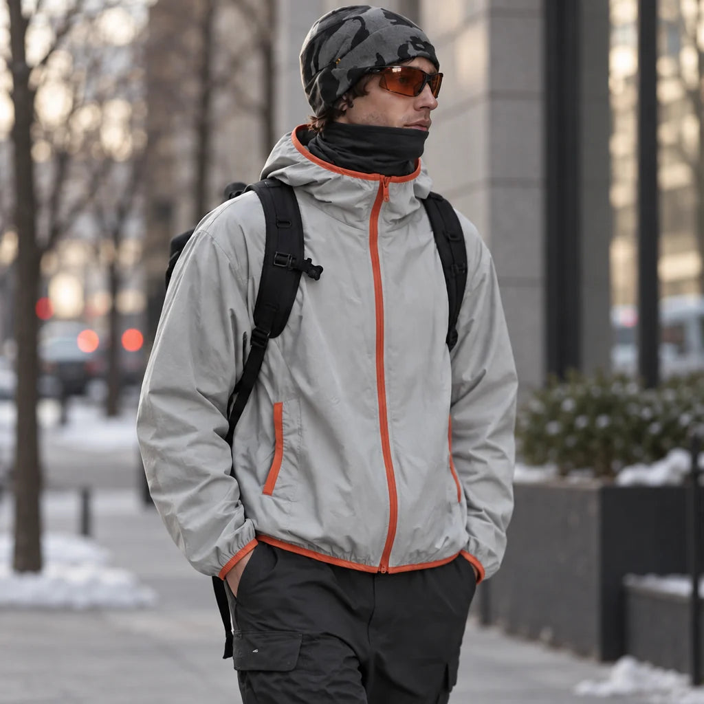 Nip - Unisex Water-Repellent & Windproof Hooded Lightweight Jacket - Light Grey