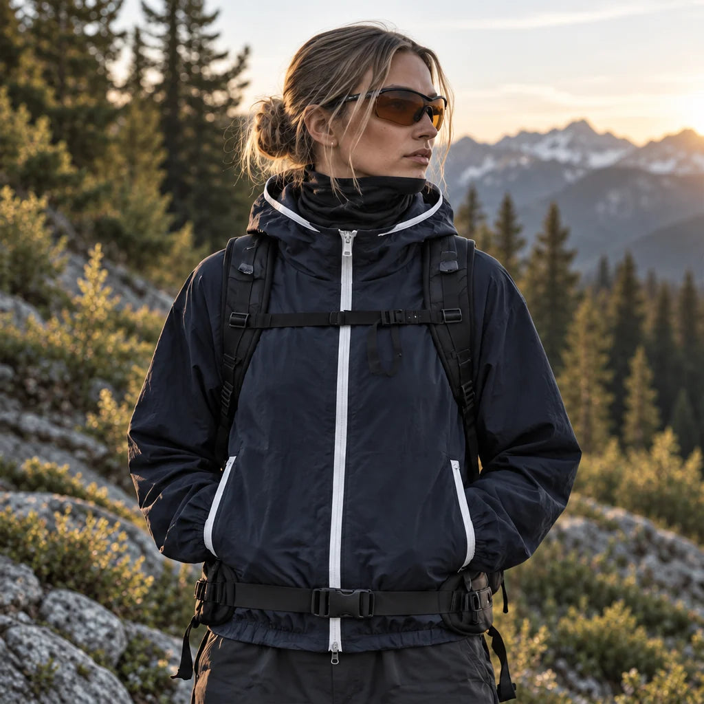 Nip - Unisex Water-Repellent & Windproof Hooded Lightweight Jacket - Navy Blue