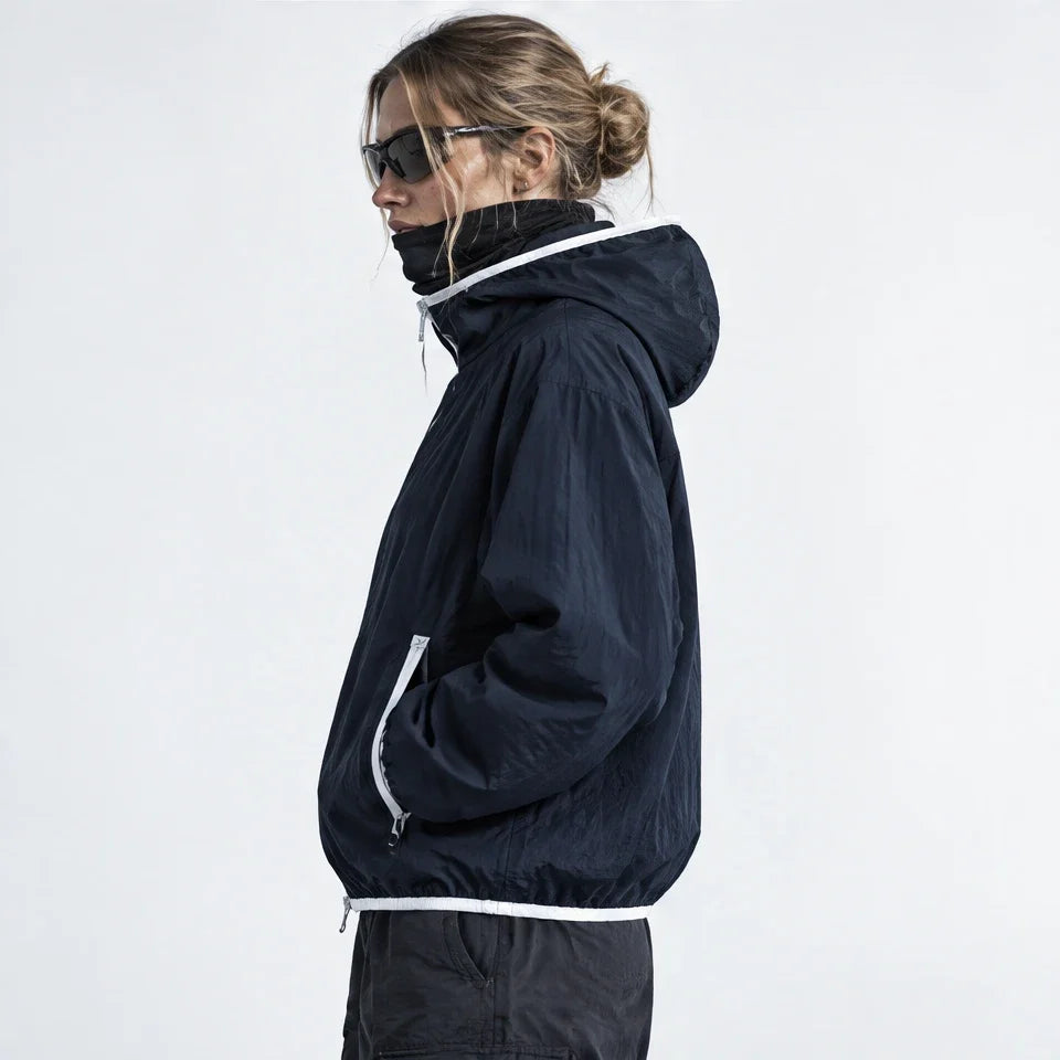 Nip - Unisex Water-Repellent & Windproof Hooded Lightweight Jacket - Navy Blue